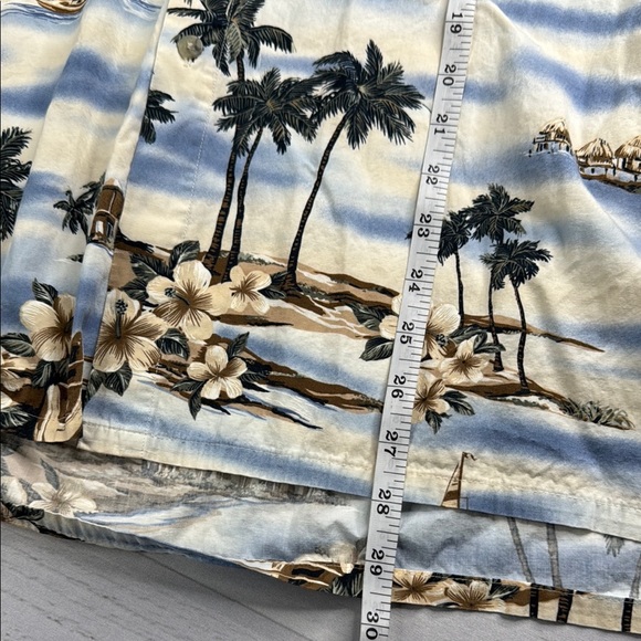 Pierre Cardin Blue Cream Casual Hawaiian Button Down Shirt Island Vibes Size XL - Picture 6 of 6